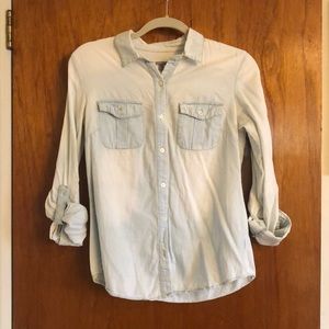 Chambray double-pocket button down dress